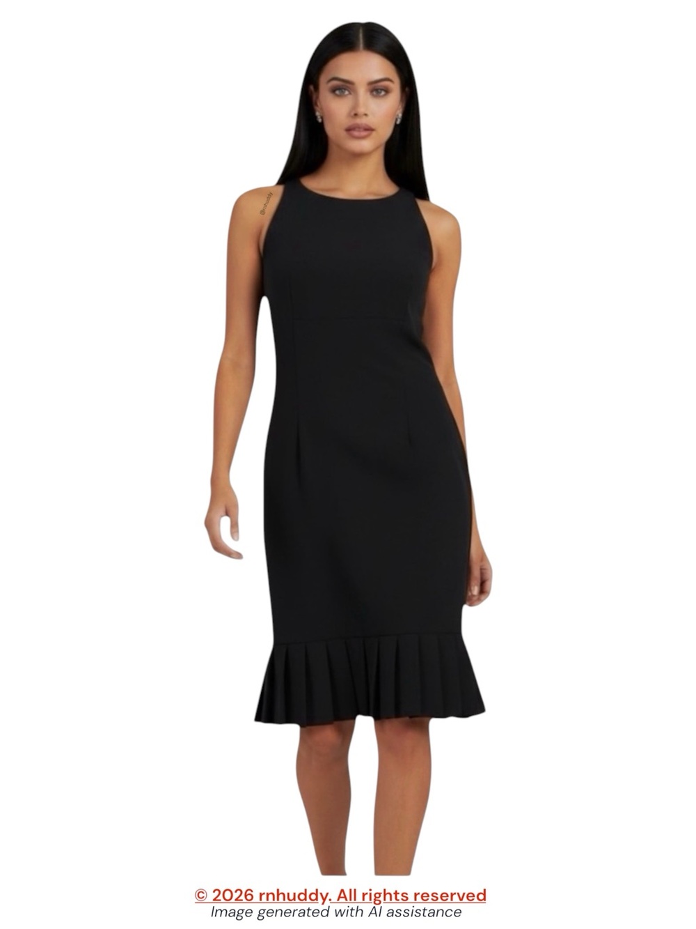 Bandolino size 14 black pleated hem sleeveless sheath dress